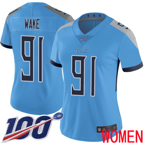 Tennessee Titans Limited Light Blue Women Cameron Wake Alternate Jersey NFL Football #91 100th Season Vapor Untouchable->tennessee titans->NFL Jersey